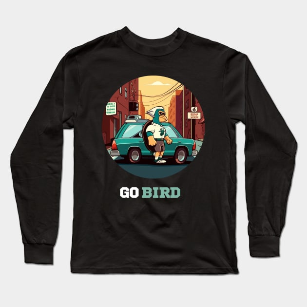 Go bird Philadelphia eagles football player graphic design cartoon style beautiful artwork Long Sleeve T-Shirt by Nasromaystro